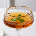 Gold-Rimmed Fluted Coupe Glass Set (Set of 4)