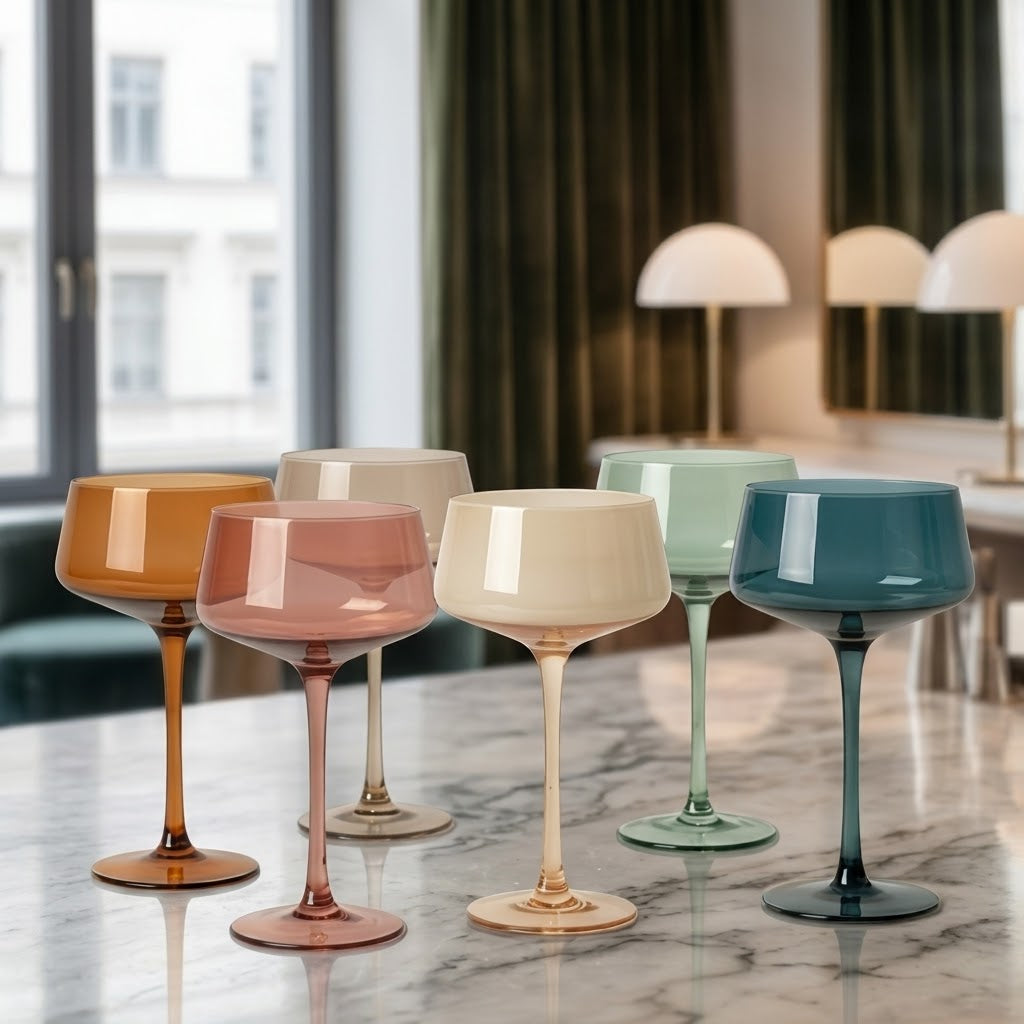 Minimalist Pastel Tinted Coupe Glass Set (Set of 6)