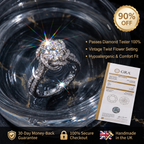 Handcrafted Vintage Twist Flower Moissanite Ring — Passes Diamond Tester, Hypoallergenic & Perfect Travel Ring--Last Day Sale🔥90% OFF