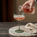 Jewel-Toned Ribbed Coupe Glass Set (Set of 5)