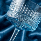 Vintage Blue Embossed Coupe Glass Set (Set of 6)