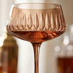 Smoky Mauve Faceted Coupe Glass Set (Set of 6)