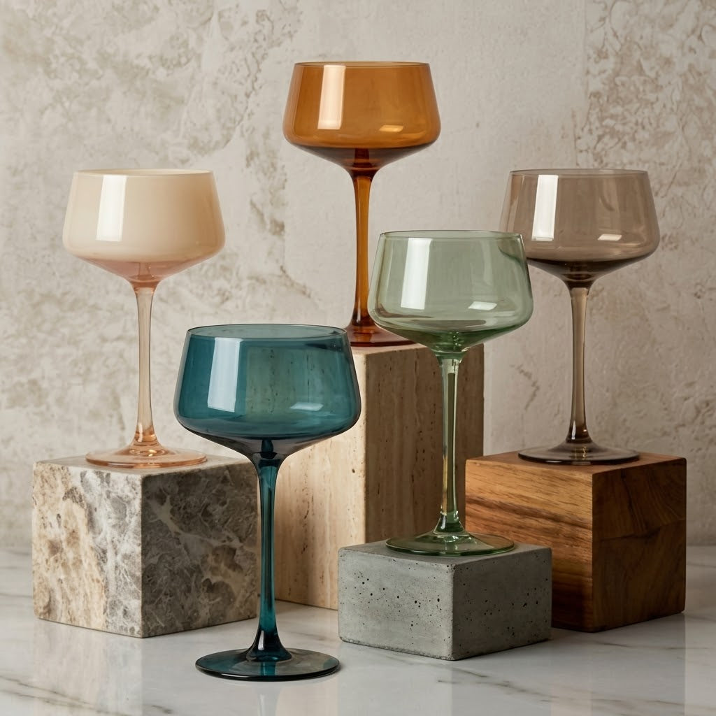 Minimalist Pastel Tinted Coupe Glass Set (Set of 6)