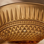 Vintage Amber Embossed Coupe Glass Set (Set of 6)
