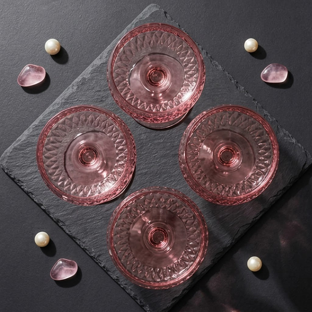 Rosé Faceted Coupe Glass Set - Set of 6