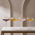 Gold-Rimmed Fluted Coupe Glass Set (Set of 4)