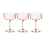 Blush Pink Ribbed Coupe Glass Set (Set of 3)