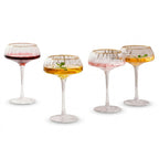 Gold-Rimmed Fluted Coupe Glass Set (Set of 4)