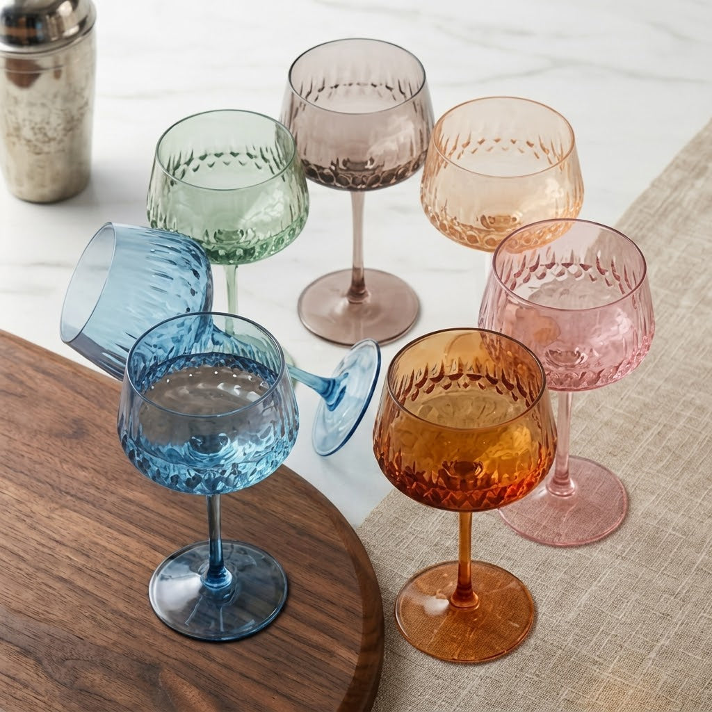 Prism Textured Multicolor Coupe Glass Set (Set of 6)