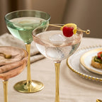 Vibrant Spectrum Gold-Stemmed Coupe Cocktail Glass Set - 6 Pieces
