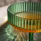 Emerald Green Fluted Glass Coupe Set (Set of 6)